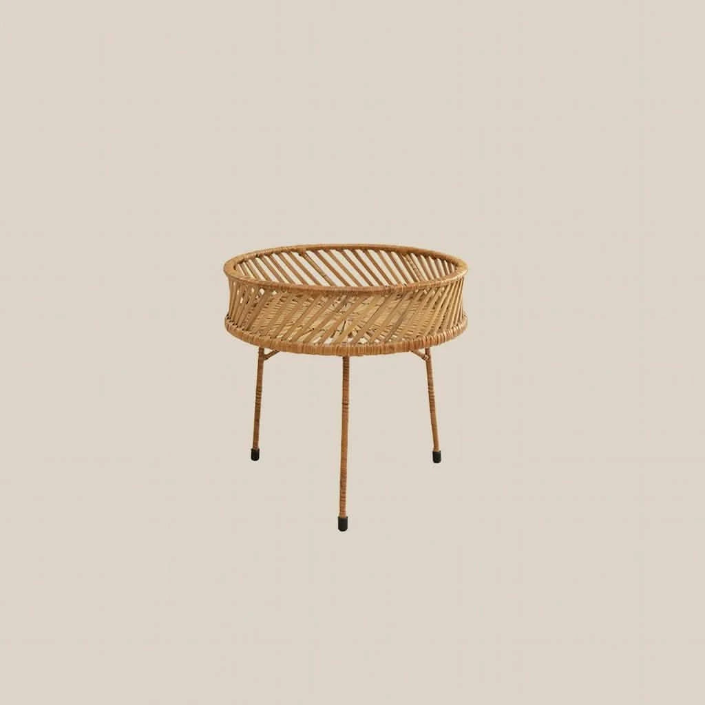 Round Natural Rattan Side Table Low - Home and Soul